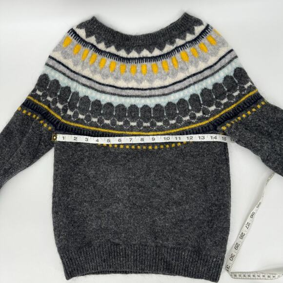 Gap Circular Fair Isle‎ Mohair Sweater XS Charcoal Heather Gray - Picture 8 of 9